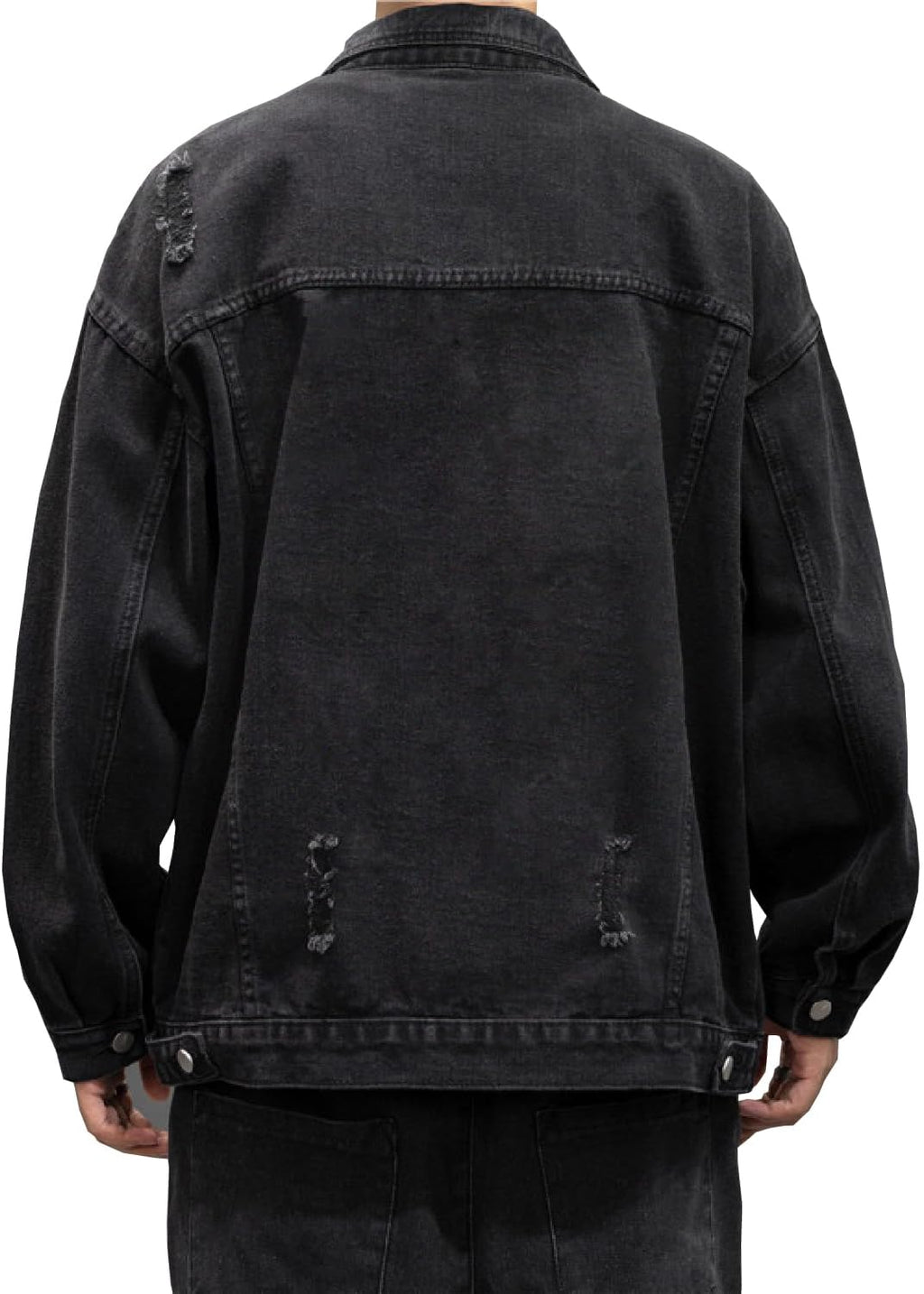 mens distressed denim jacket casual vintage rugged trucker coat