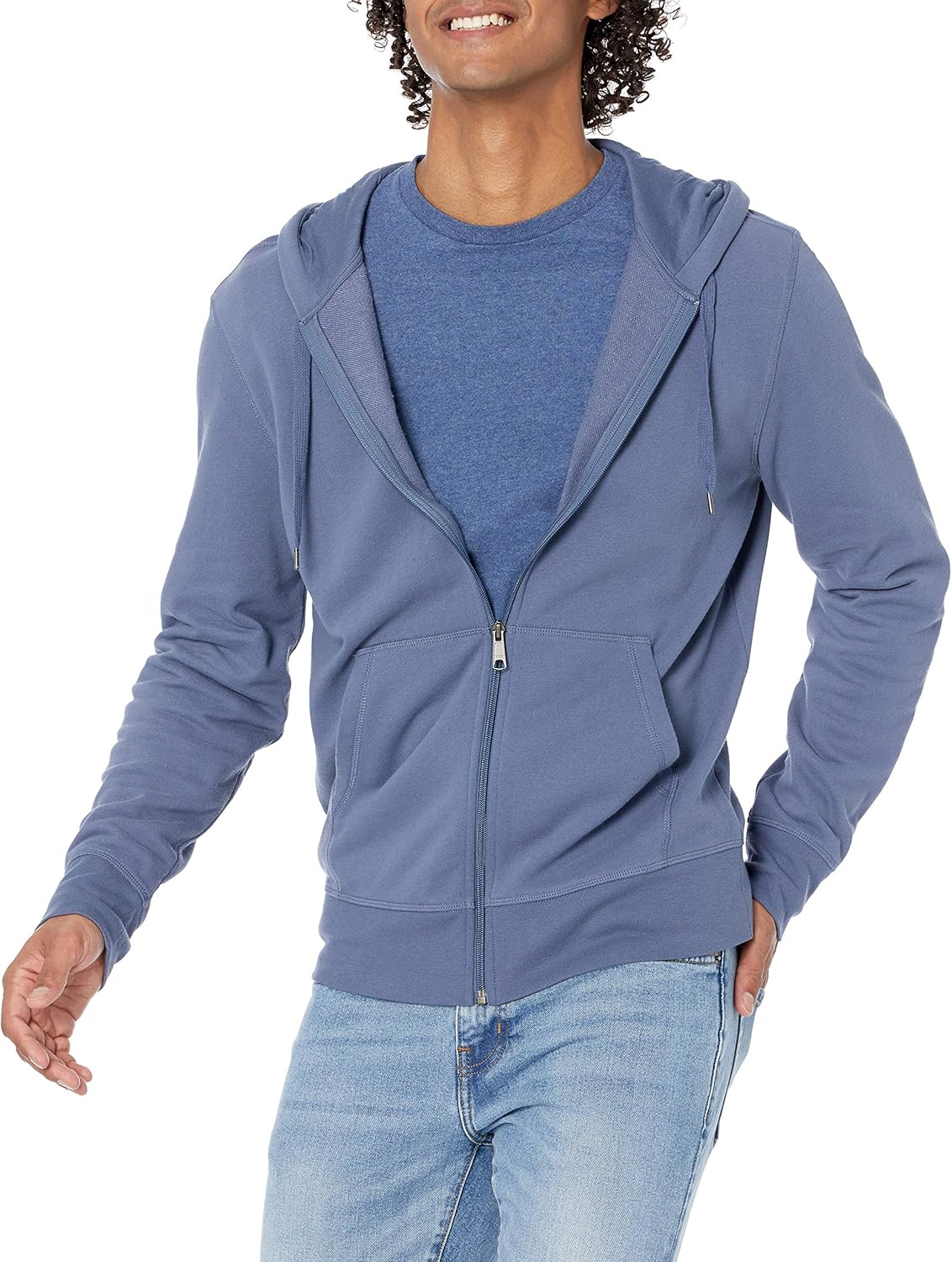 mens lightweight french terry full zip hoodie with comfortable fit
